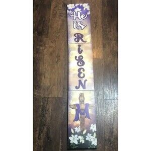 He is Risen Easter Wooden Vertical Porch Sign 8”x48” Easter Cross New!!